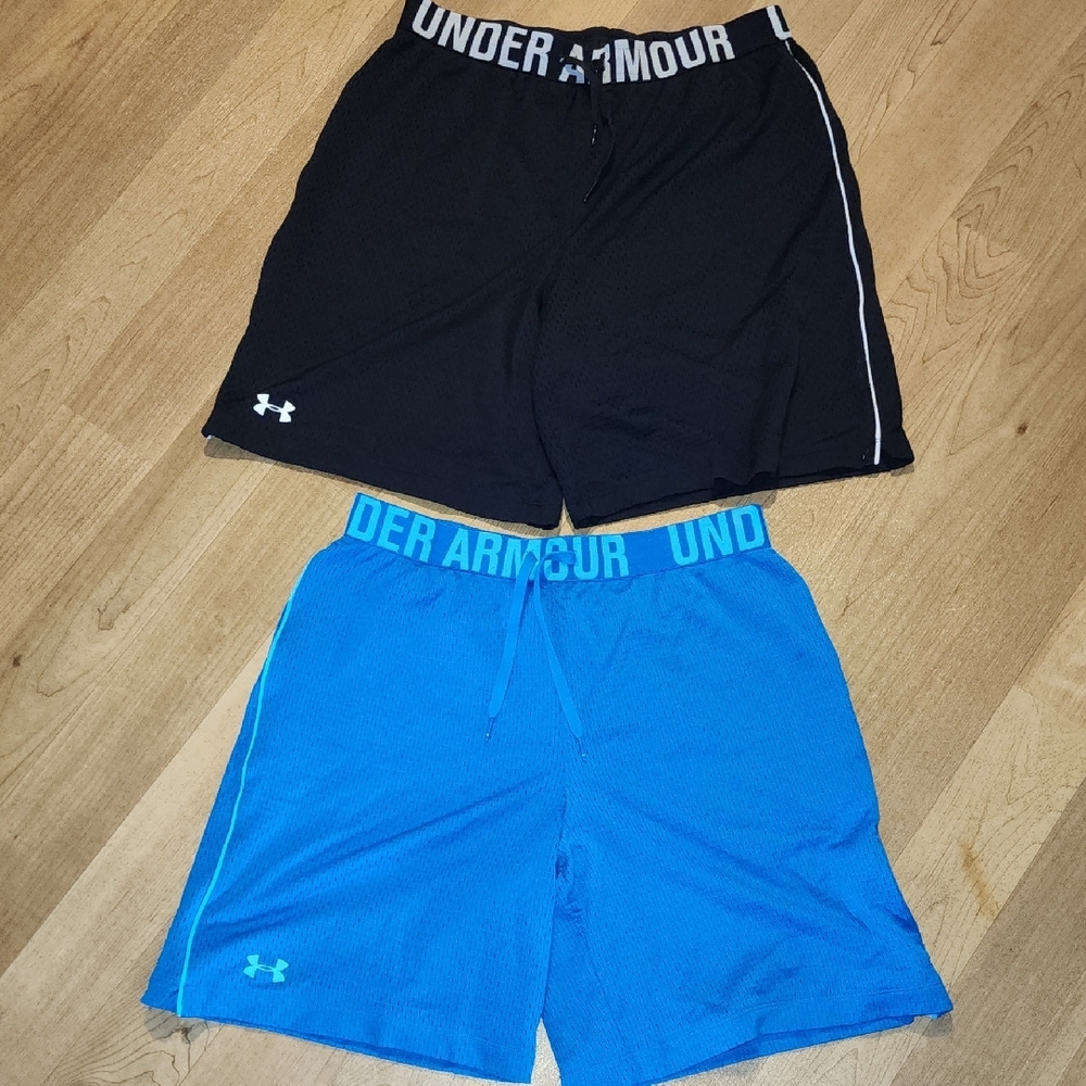 Under Armour Athletic Shorts Black and Blue Moisture-Wicking